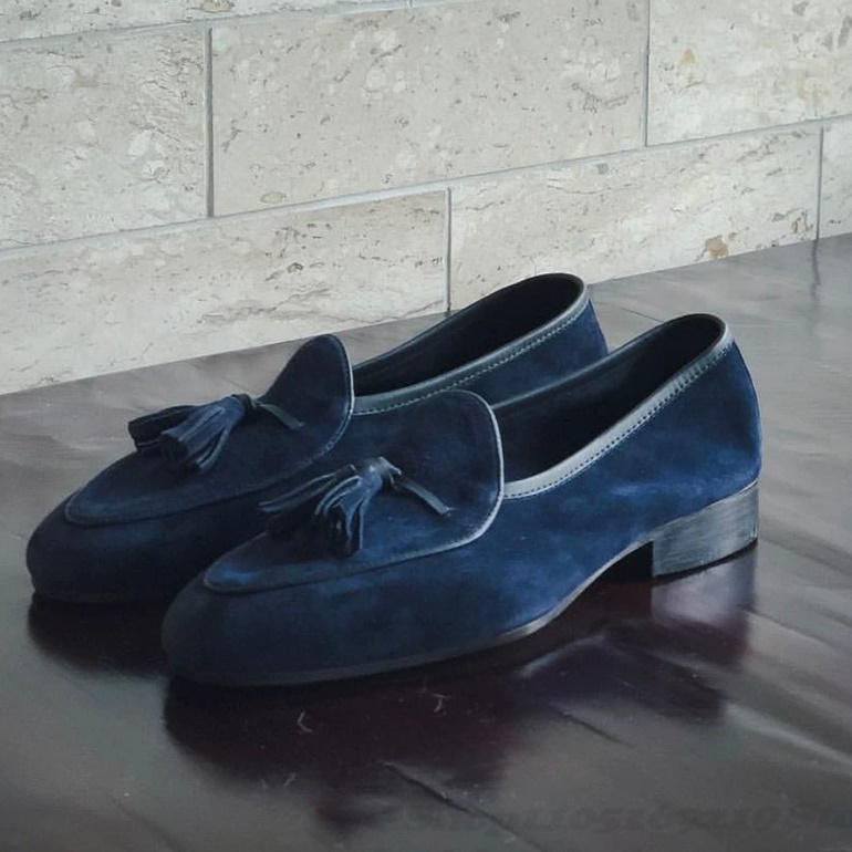 Men Formal Wear Shoes - Tassel Decor Men Loafers Navy Blue