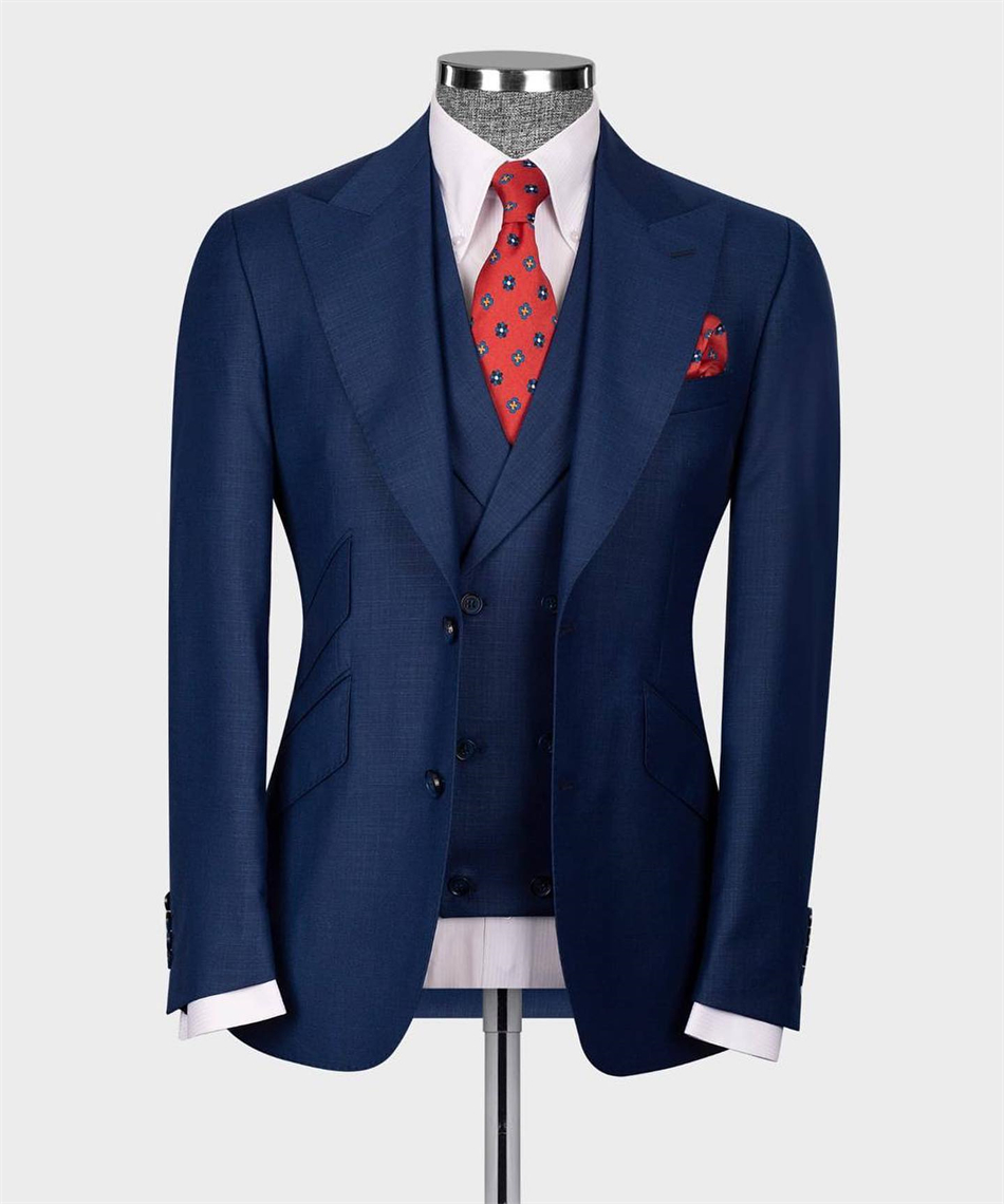 Elegant Formal Men'S Wear - Elegant Navy Blue Classic Wedding Tuxedo
