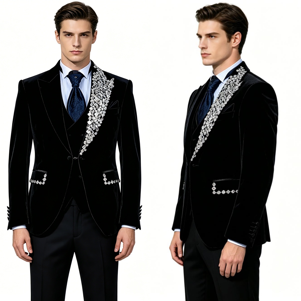 Men'S Formal Evening Wear - Formal Wedding Tuxedos Velvet 2 Piece
