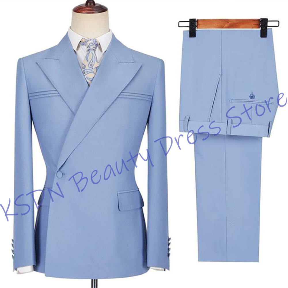Elegant Formal Men'S Wear - Elegant Men's Sky Blue Suit Slim