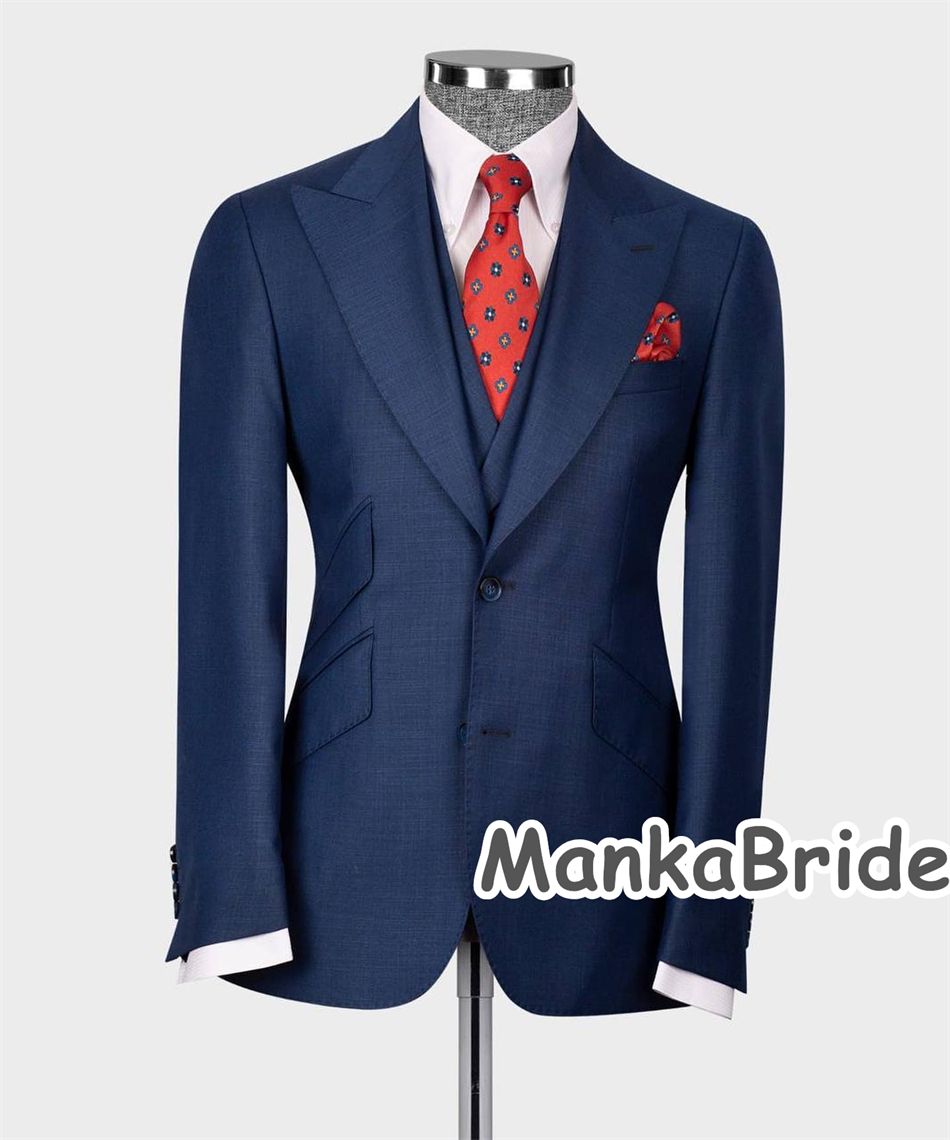 Elegant Navy Blue Classic Wedd - Elegant Formal Men'S Wear recension och pris