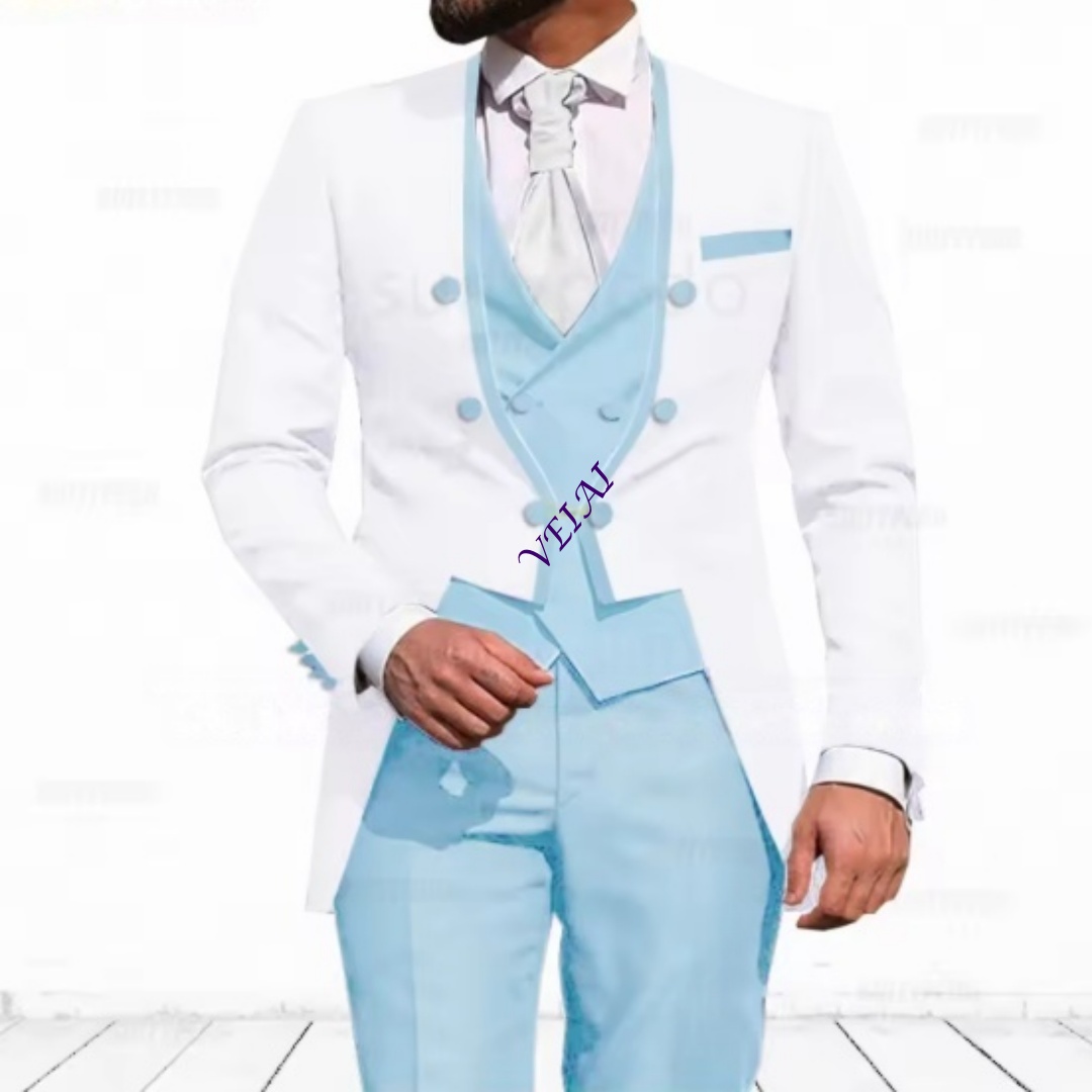 Customized Sky Blue 3-Piece Su - Elegant Formal Men'S Wear recension och pris