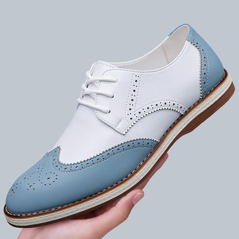 Mens White Blue Two Tone Brogu - Men Formal Wear Shoes recension och pris