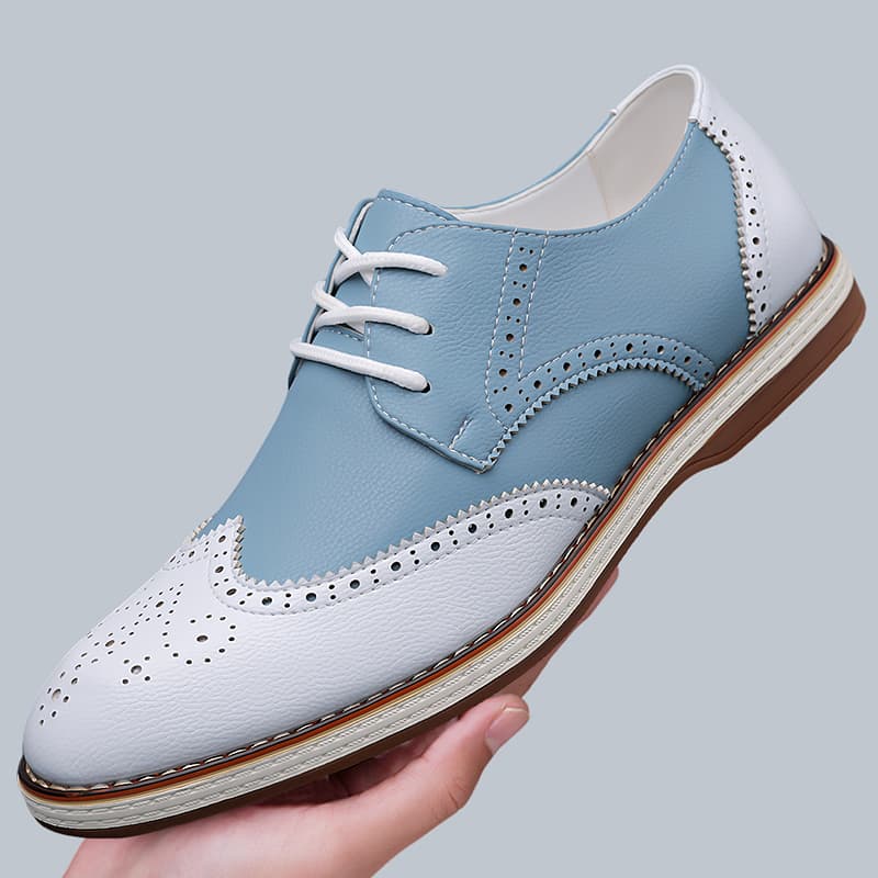 Mens White Blue Two Tone Brogu - Men Formal Wear Shoes recension och pris
